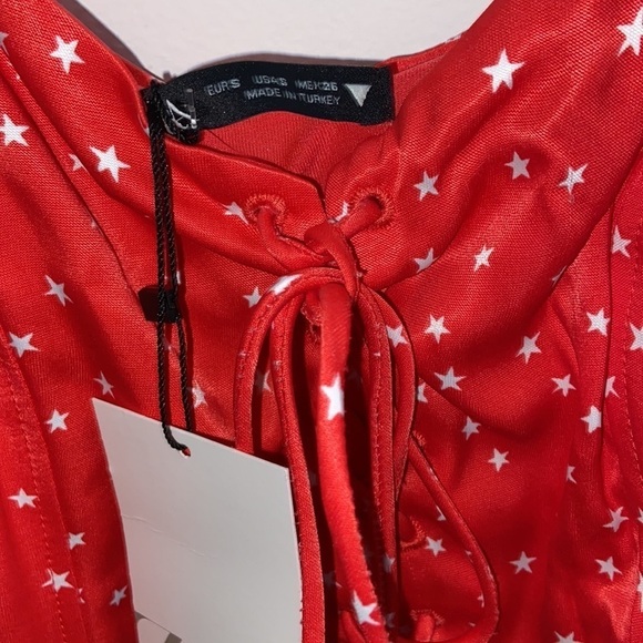 Zara satin effect red bodysuit with stars, bloggers fav, size S, NWT - Picture 6 of 9